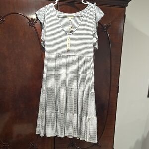 Max Studio Black and White Striped Midi Dress